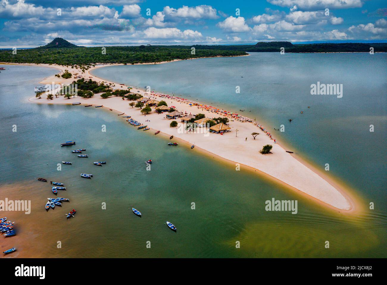 Long Sandy Beach In Alter Do Chao Along The Amazon River Para Brazil 