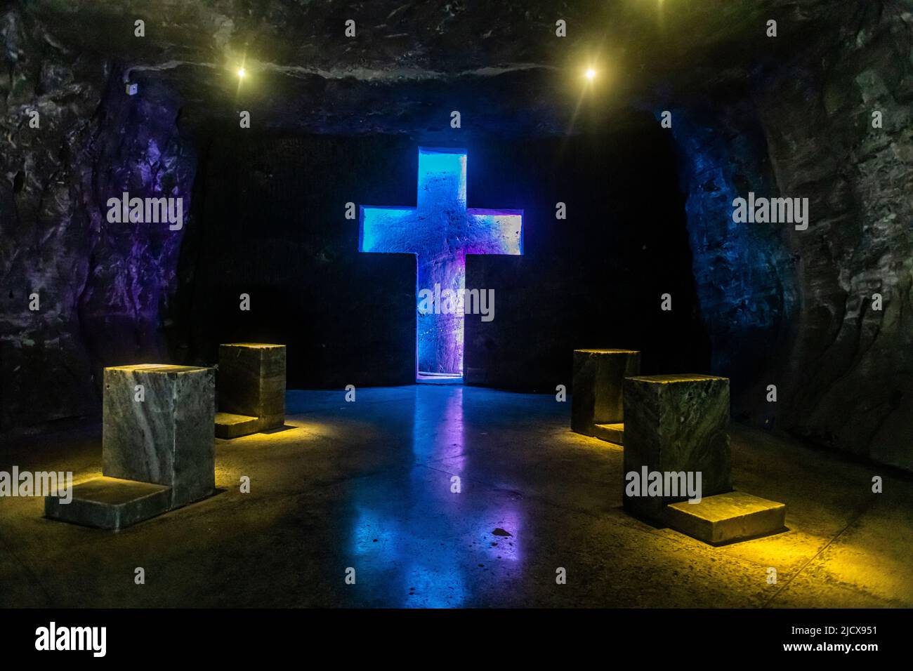 Christian cross, Salt cathedral of Zipaquira, Colombia, South America Stock Photo