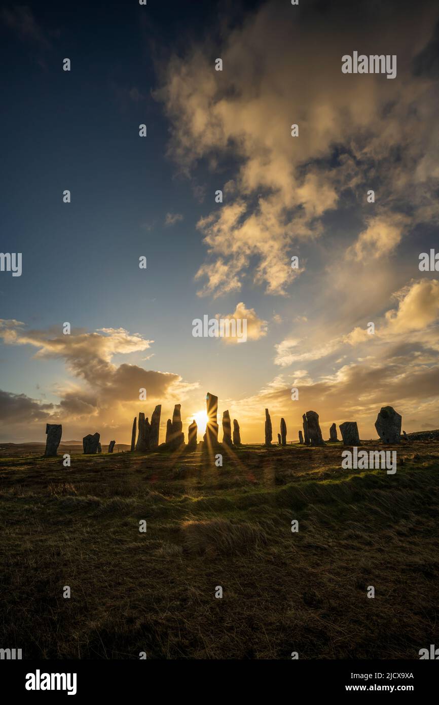 Sunrise at Callanish Standing Stones, Callanish, Isle of Lewis, Outer Hebrides, Scotland, United Kingdom, Europe Stock Photo