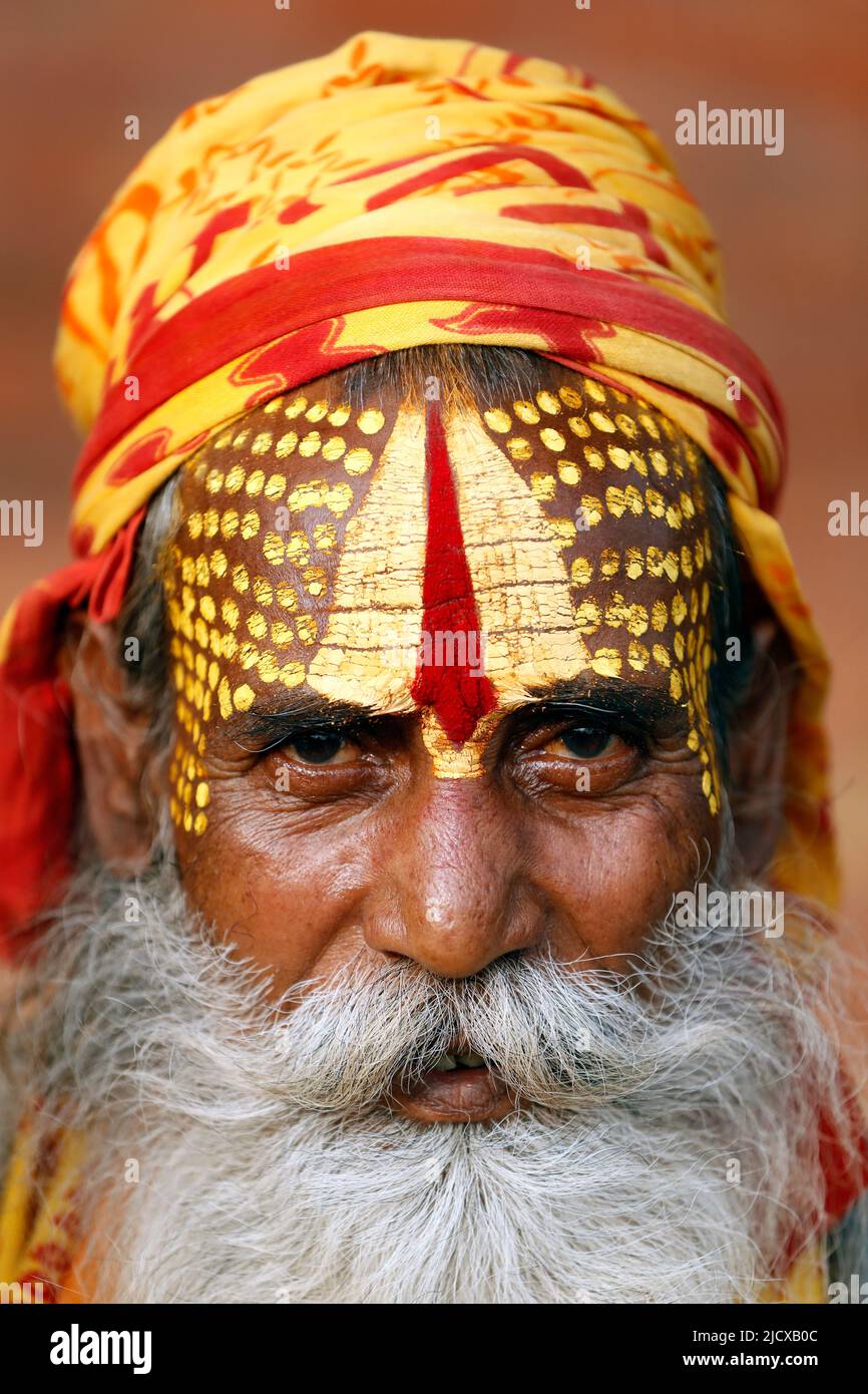 Sadhu (holy man) at Hindu pilgrimage site, Pashupatinath, Kathmandu, Nepal, Asia Stock Photo