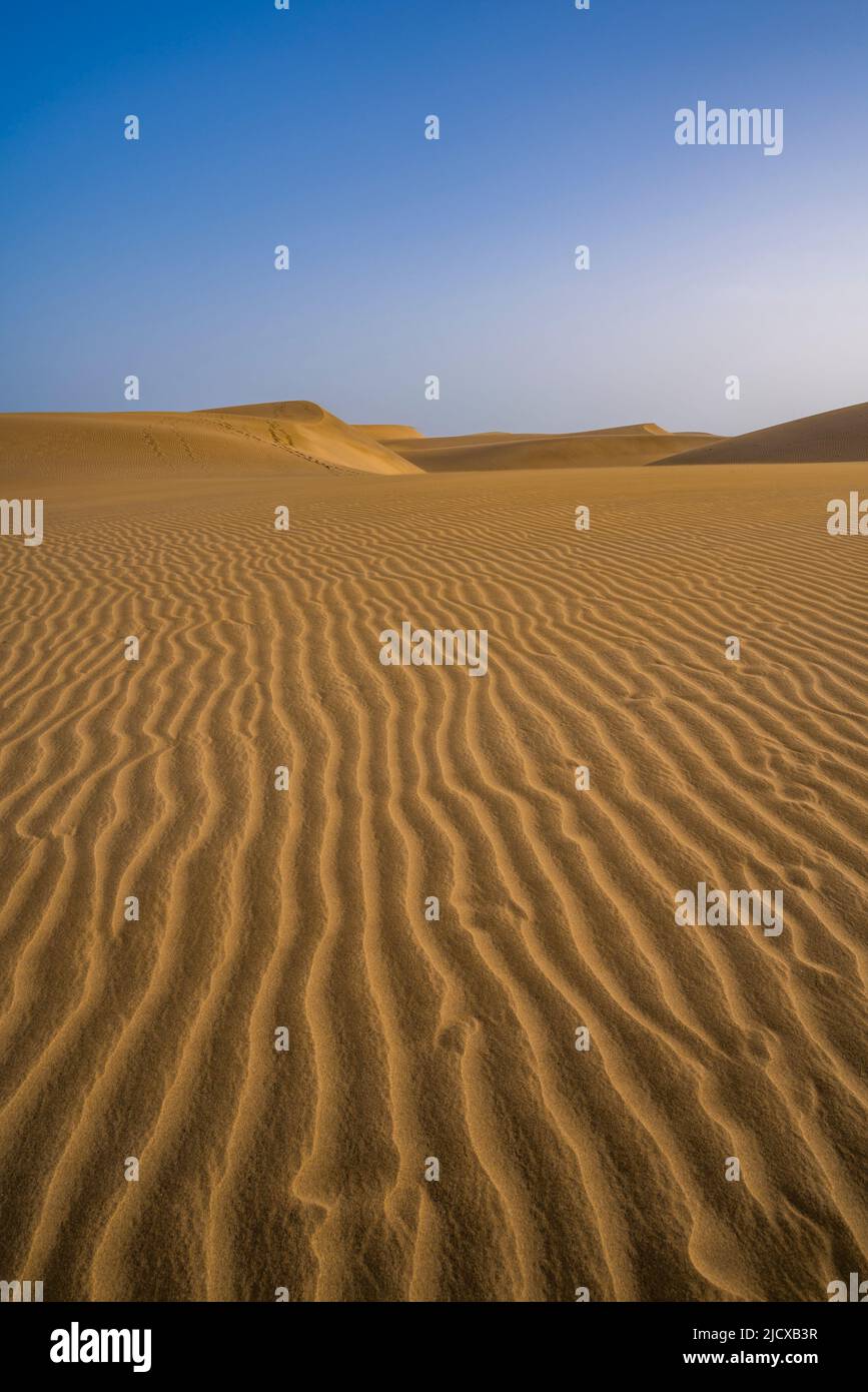 View of drifting sands and dunes at Maspalomas, Gran Canaria, Canary Islands, Spain, Atlantic, Europe Stock Photo