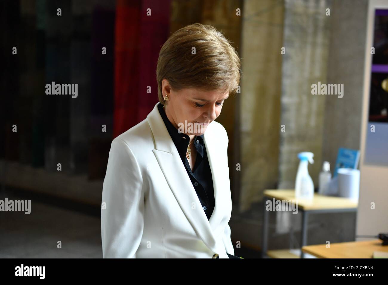 Edinburgh, Scotland, UK. 16th June, 2022. PICTURED: Inside the Scottish Parliament at Holyrood at the weekly session of First Ministers Questions where the First Minister Nicola Sturgeon takes questions in the chamber. Credit: Colin Fisher/Alamy Live News Stock Photo