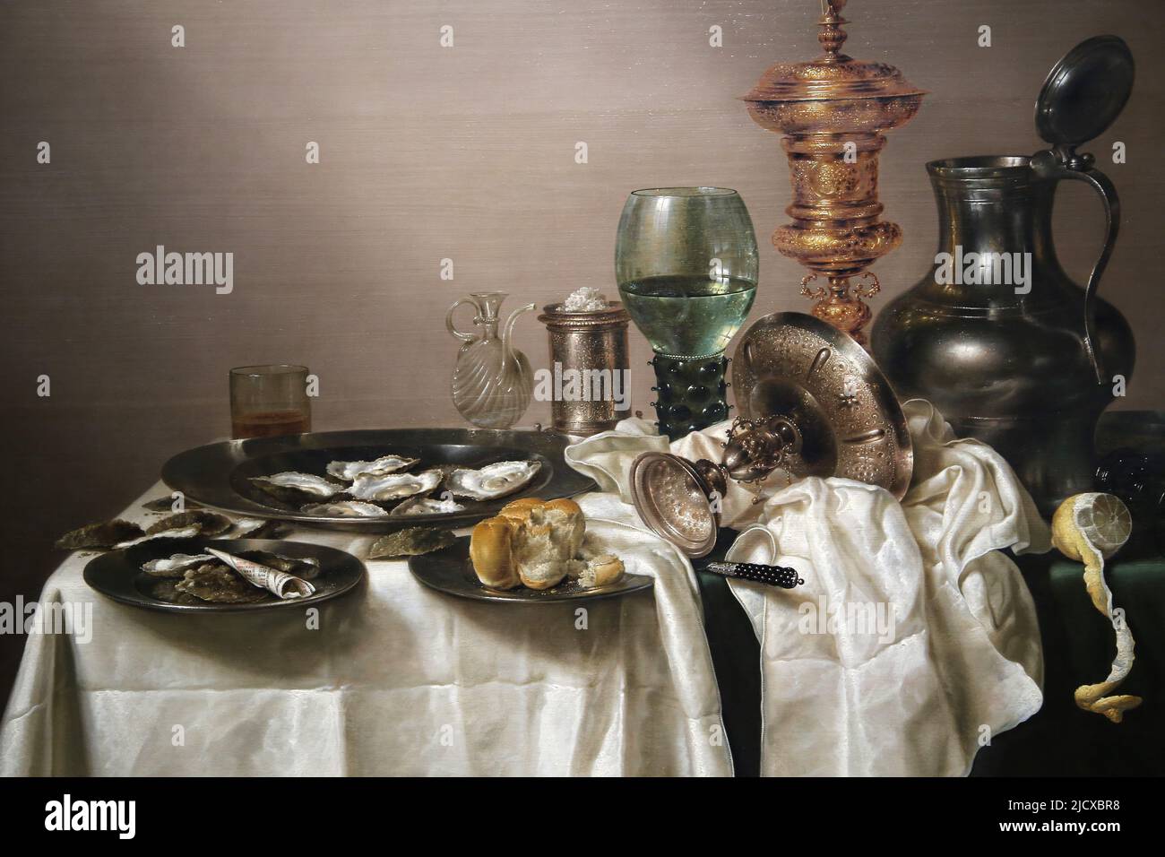 Still life with a gilt cup by Willem Claesz Heda (1594-1680). Oil on panel, 1635. Rijksmuseum. Amsterdam. Netherlands. Stock Photo