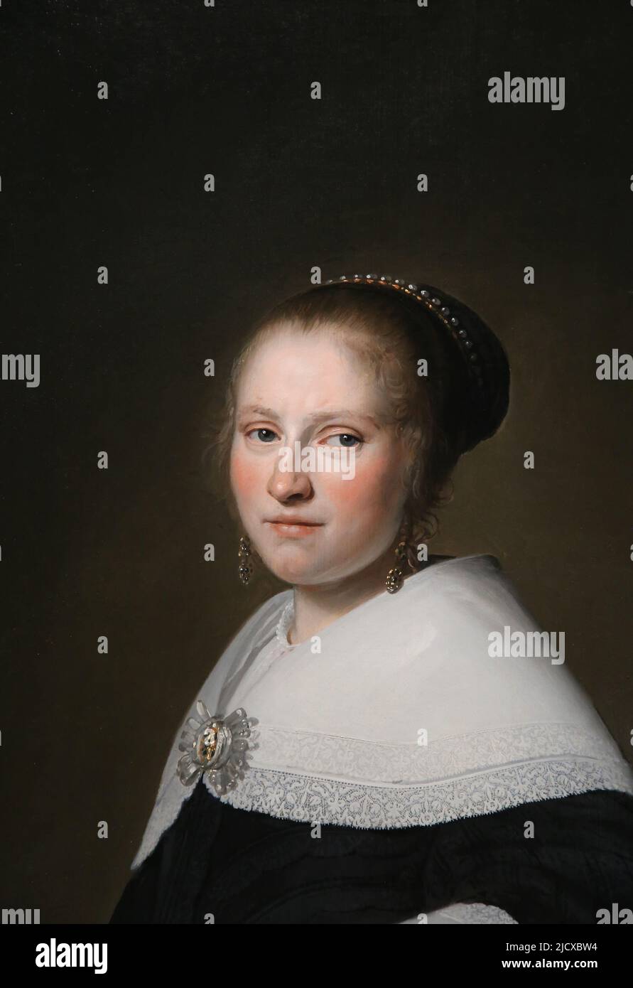 Portrait of Maria van Strijp by Johannes Cornelisz Verspronck (c. 1600-1662). Oil on panel, 1652. Rijksmuseum. Amsterdam. Netherlands. Stock Photo