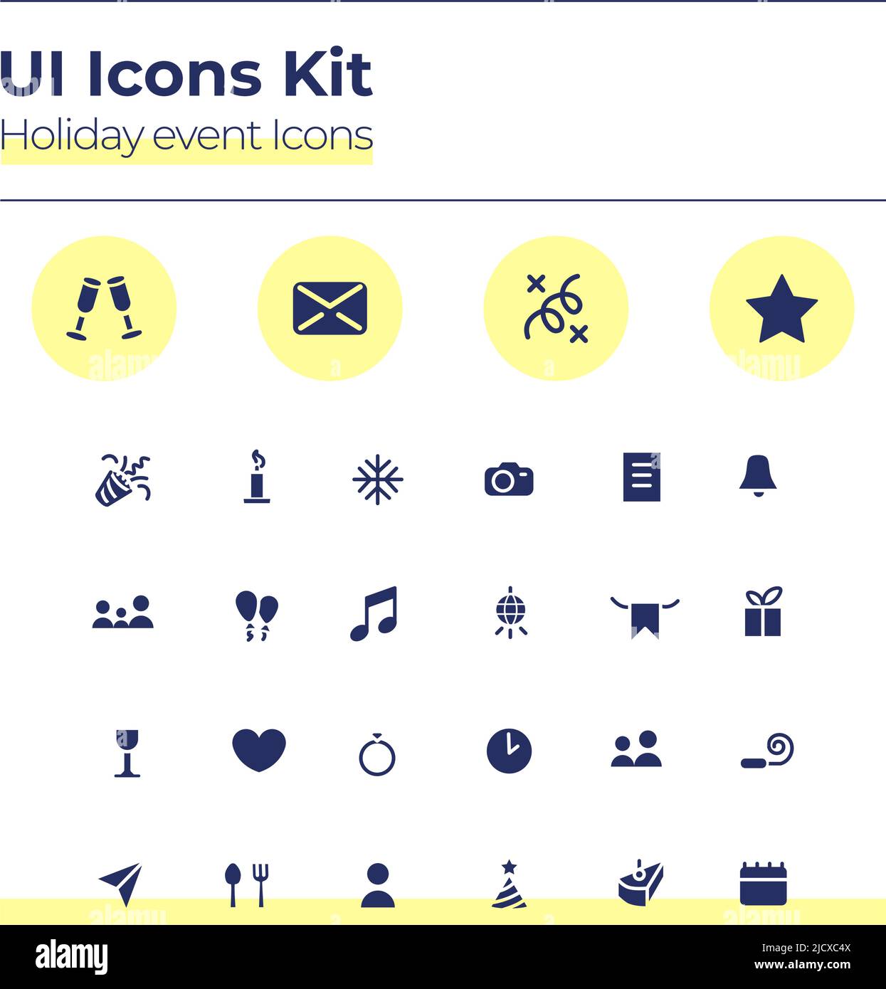 Holiday events UI icons kit Stock Vector