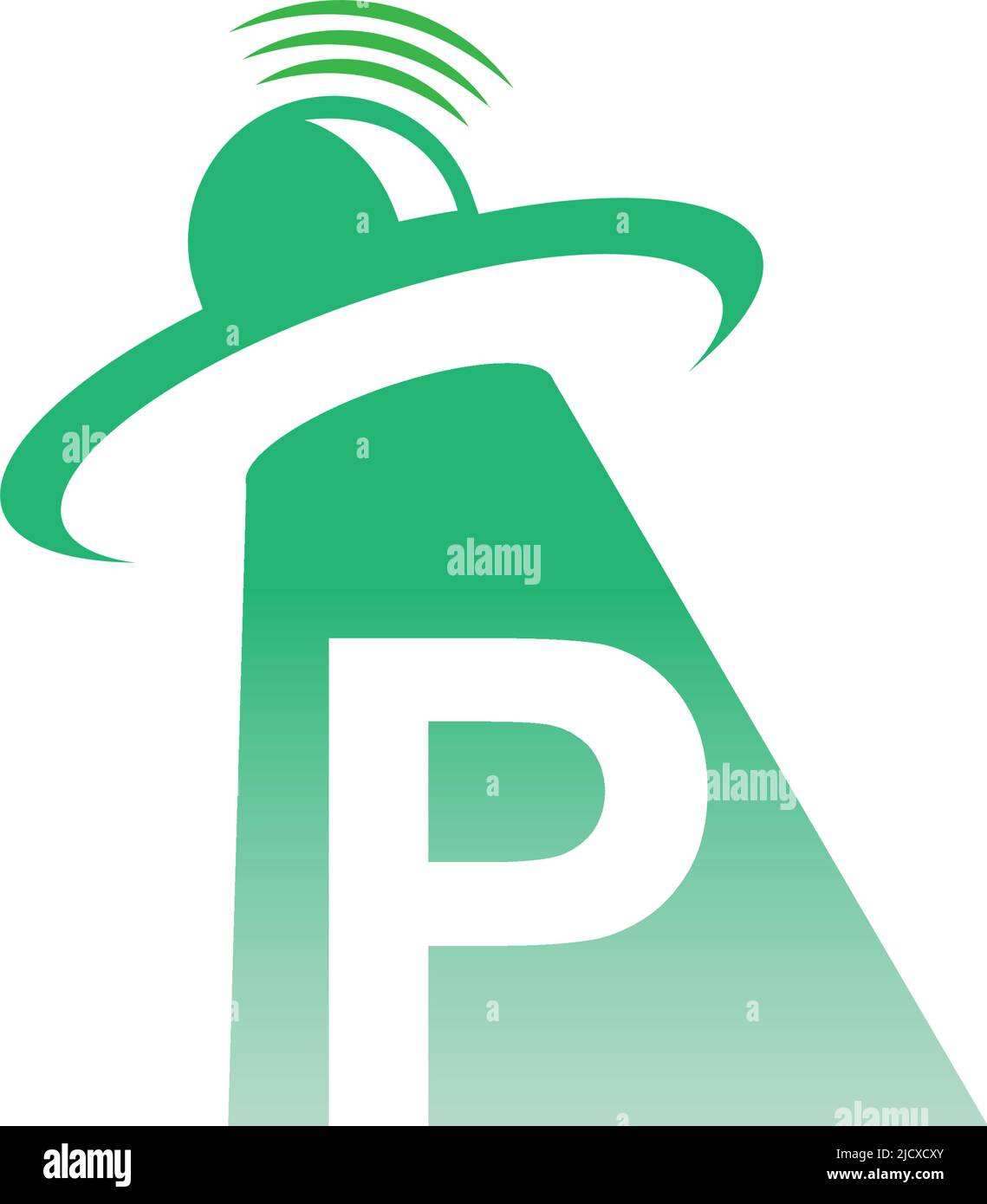 Ufo catch letter P icon design illustration vector Stock Vector