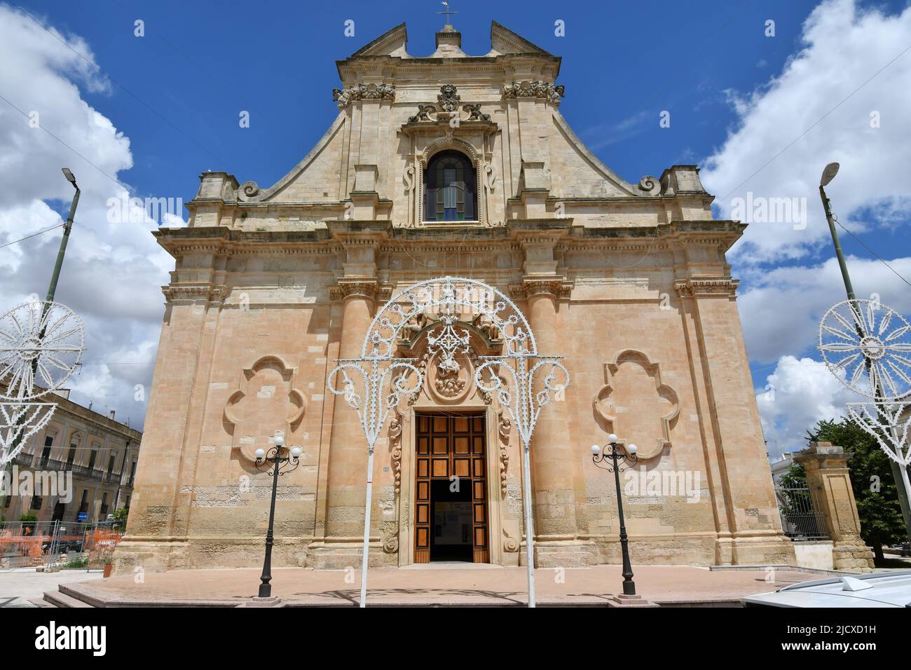 The facade of a church in Galatina, an old village in the province of ...