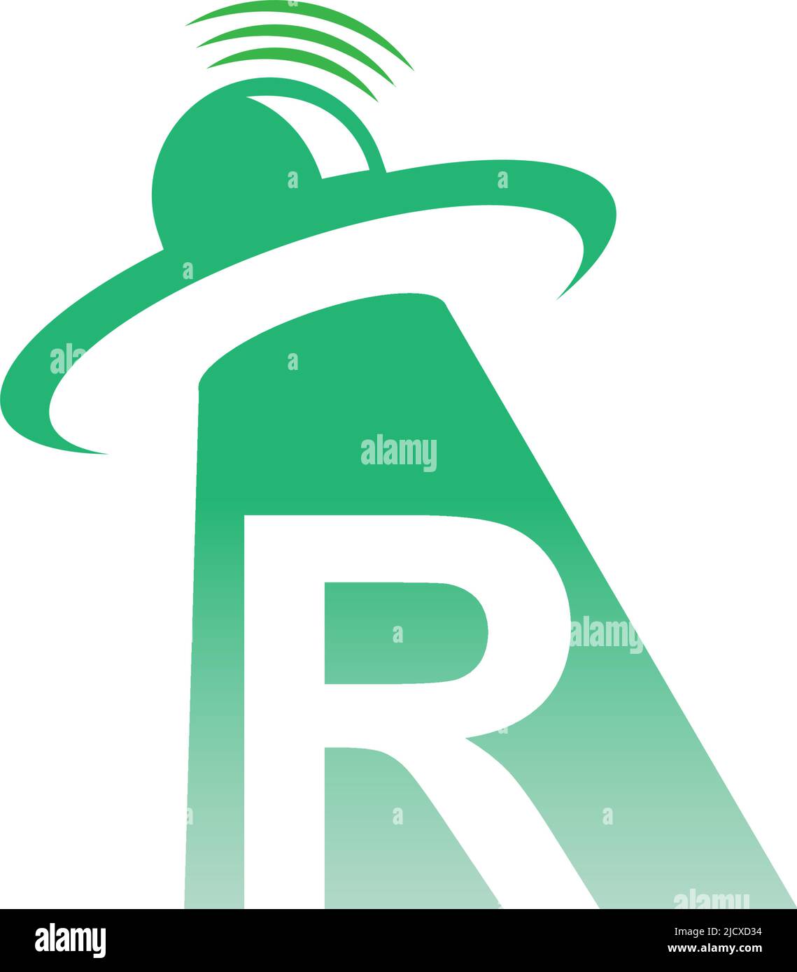 Ufo catch letter R icon design illustration vector Stock Vector