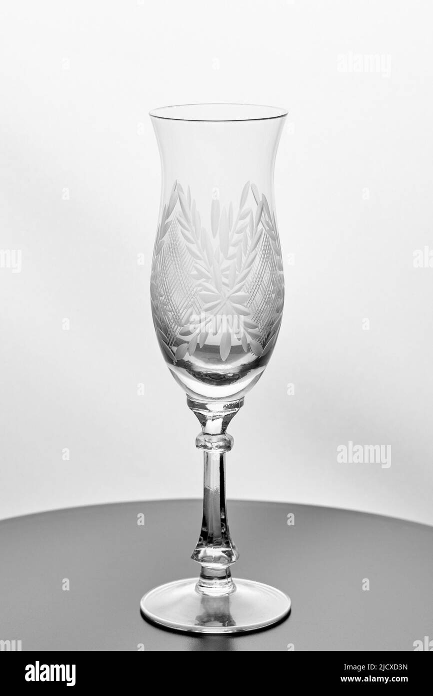 Beautiful transparent wine glass on white background  Stock Photo