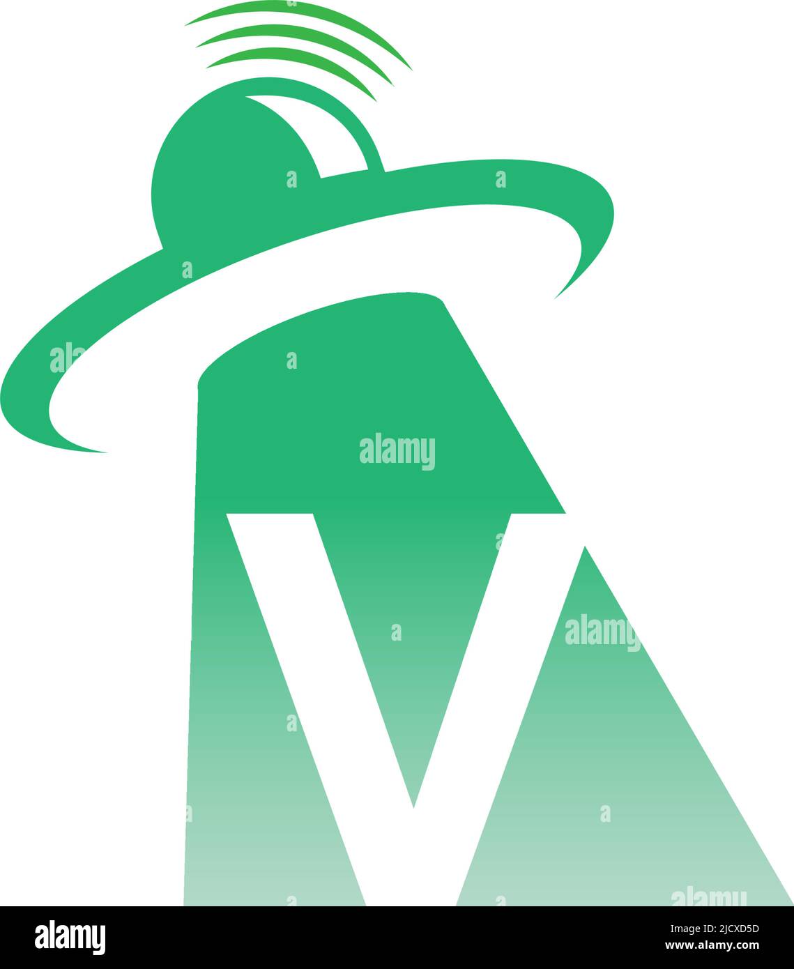 Ufo catch letter V icon design illustration vector Stock Vector