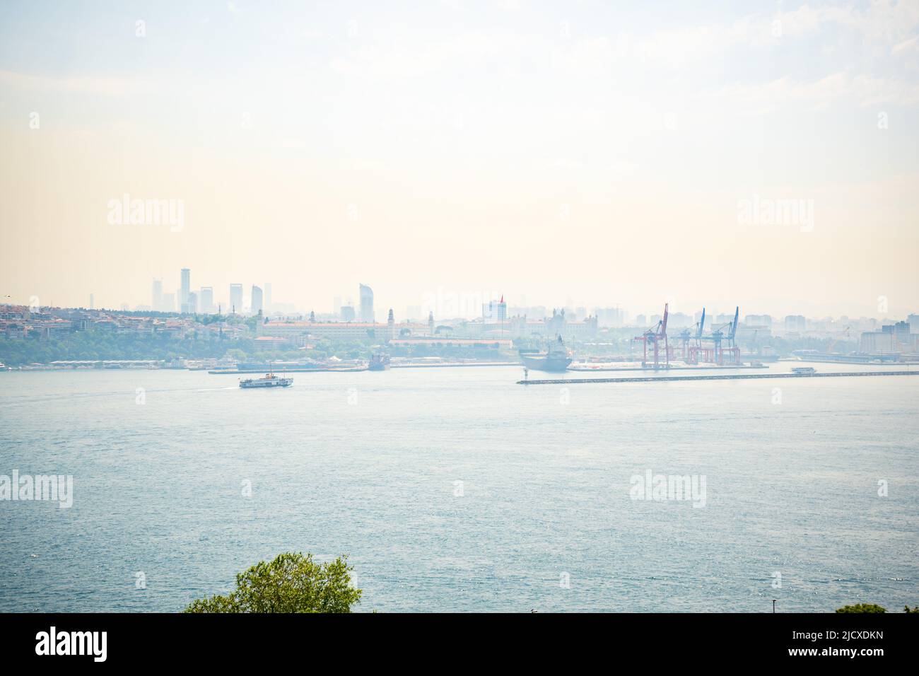 Panoramic view of Asian side or anatolian side of Istanbul including Kadikoy and Uskudar districts from Topkapi Palace. Stock Photo