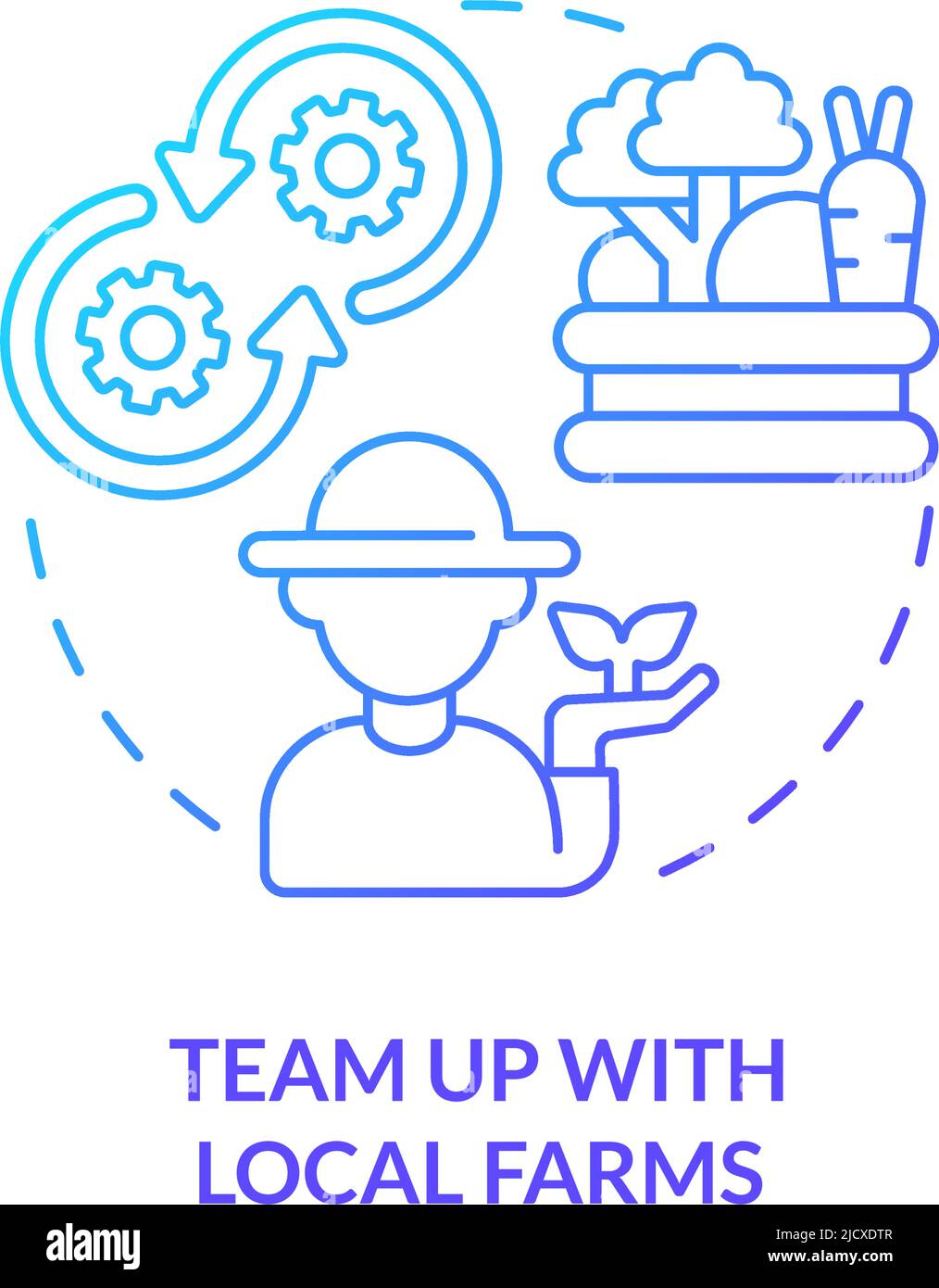 Team up with local farms blue gradient concept icon Stock Vector
