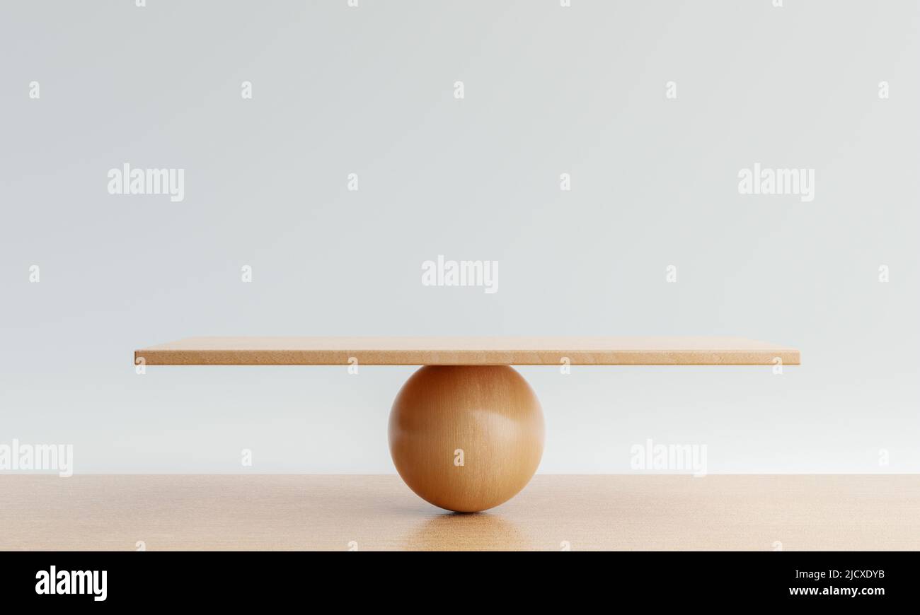 Empty balance scale on wooden table background. Object and metaphor ...