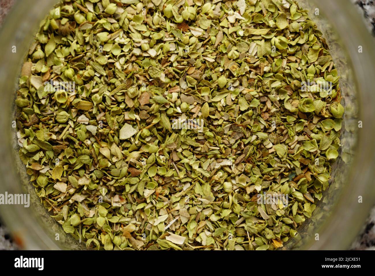 Thyme spice in the jar close up view Stock Photo Alamy