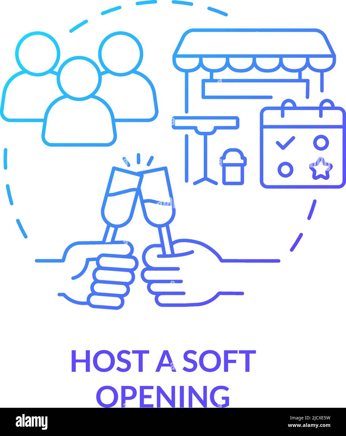 Host soft opening blue gradient concept icon Stock Vector