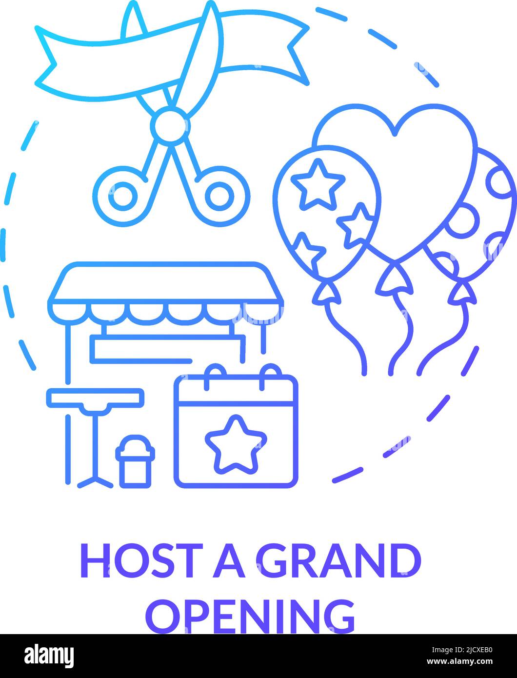 Host grand opening blue gradient concept icon Stock Vector