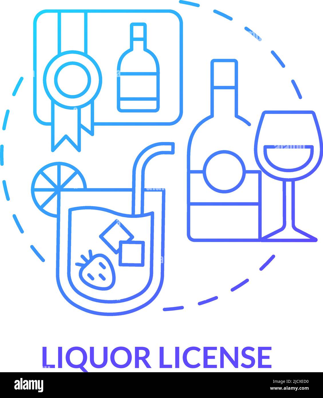 Liquor license blue gradient concept icon Stock Vector