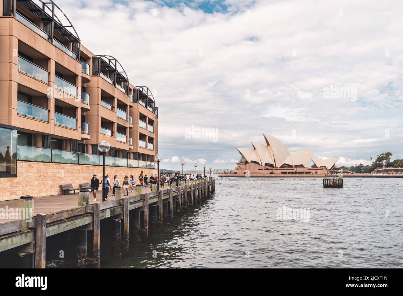 Sydney City, Australia - April 16, 2022: Sydney Opera House viewed from Park Hyatt Sydney hotel on a day Stock Photo