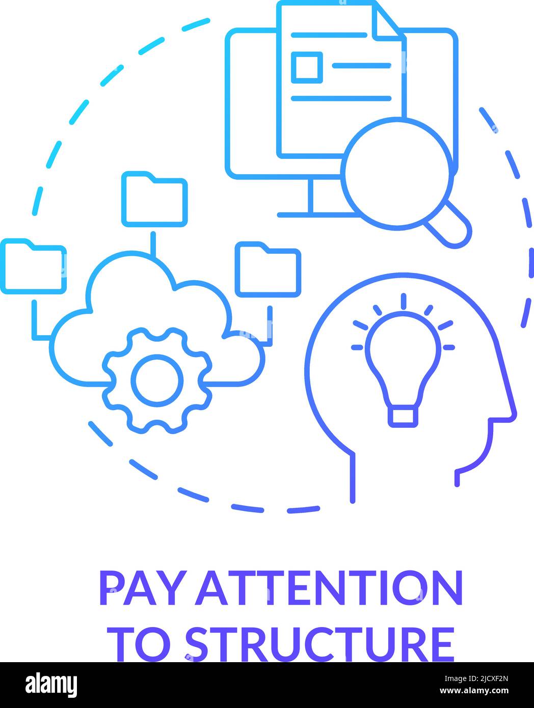 Pay attention to structure blue gradient concept icon Stock Vector