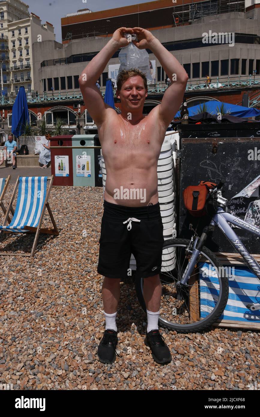UK Tom trying to cool down with a bag of ice on another balmy sunny day