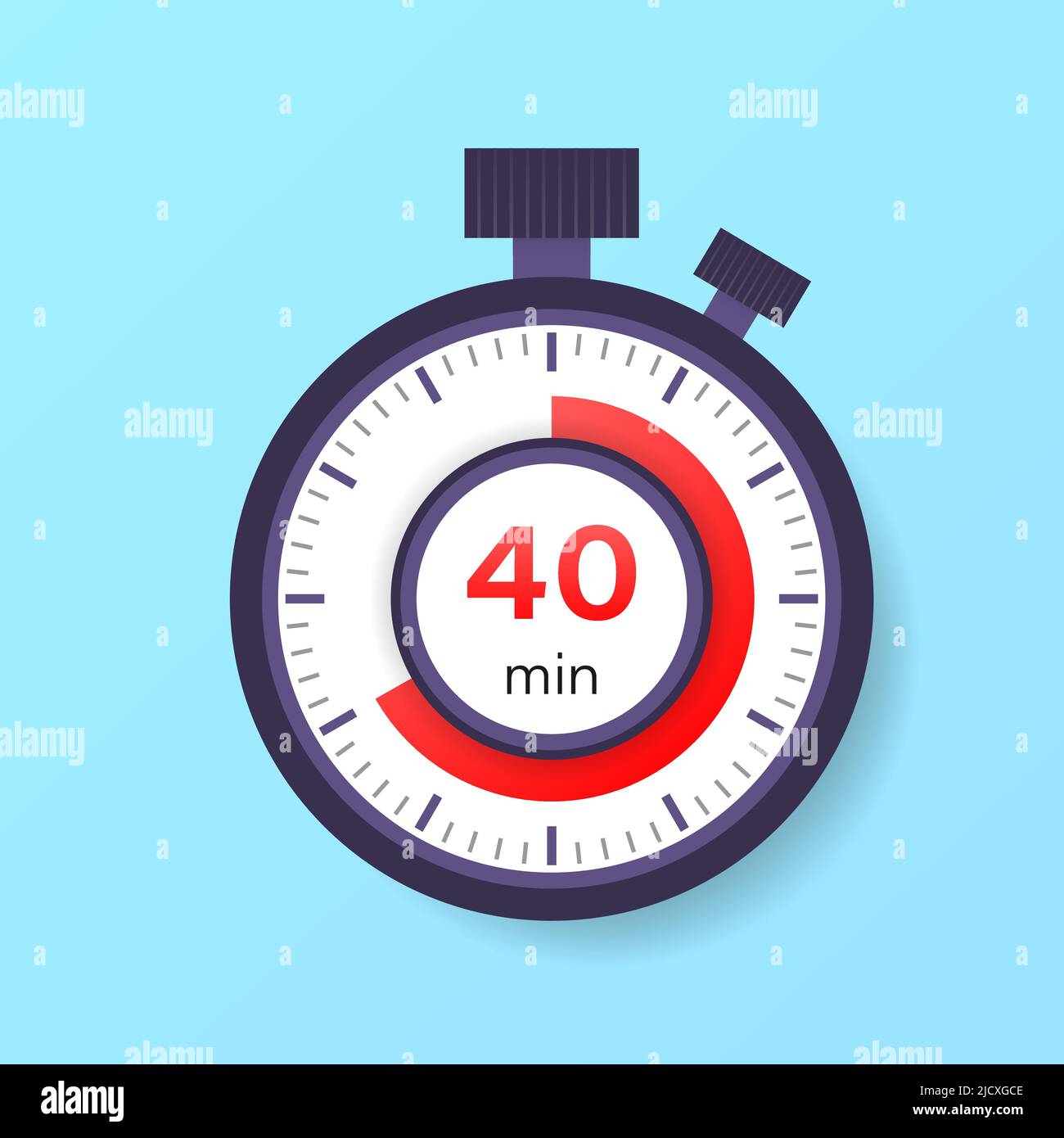 The 40 minutes timer. Stopwatch icon in flat style Stock Vector Image