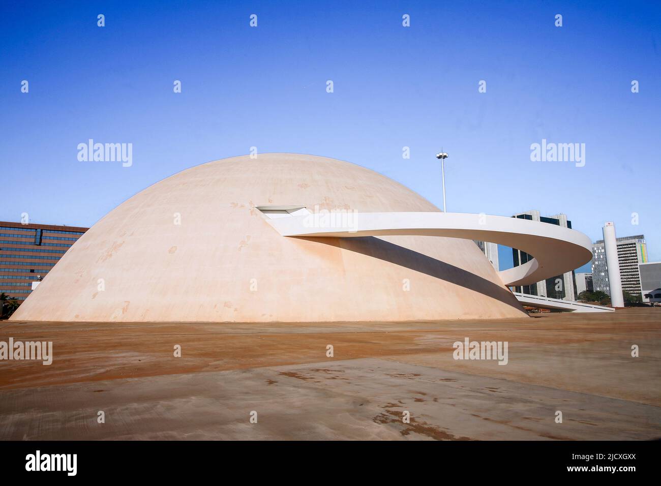 Brazil, Brasilia: National Museum by Oscar Niemeyer. Brazil's capital is one of the 20th century's architectural marvels.In 1987 it was addded to the Stock Photo