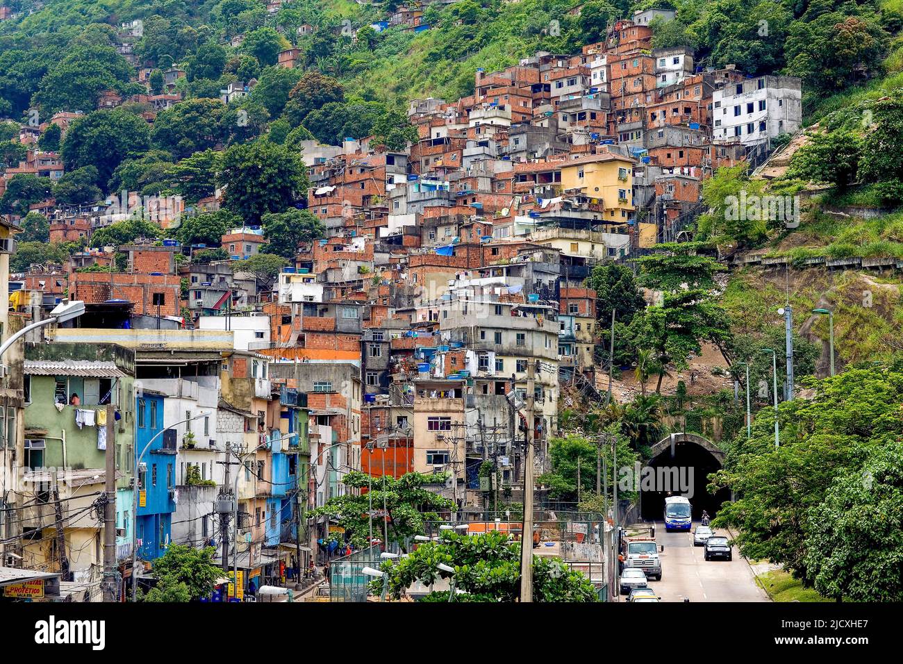 Brazil, Rio de Janeiro The biggest and therefor famous favela Rocina ...