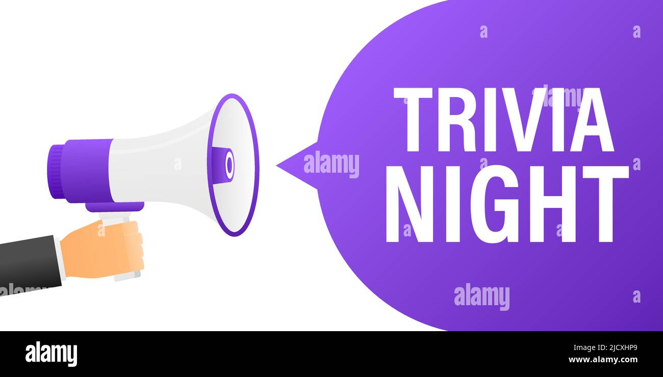 Hand holding megaphone with Trivia night Stock Vector