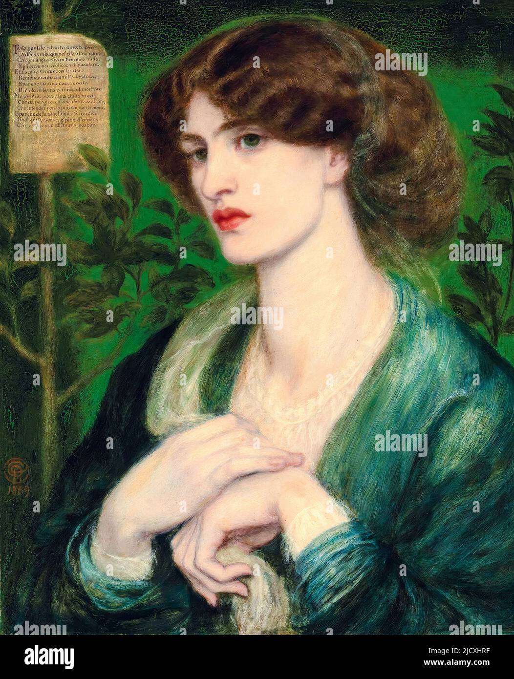 Dante Gabriel Rossetti, The Salutation of Beatrice, painting in oil on canvas, 1869 Stock Photo