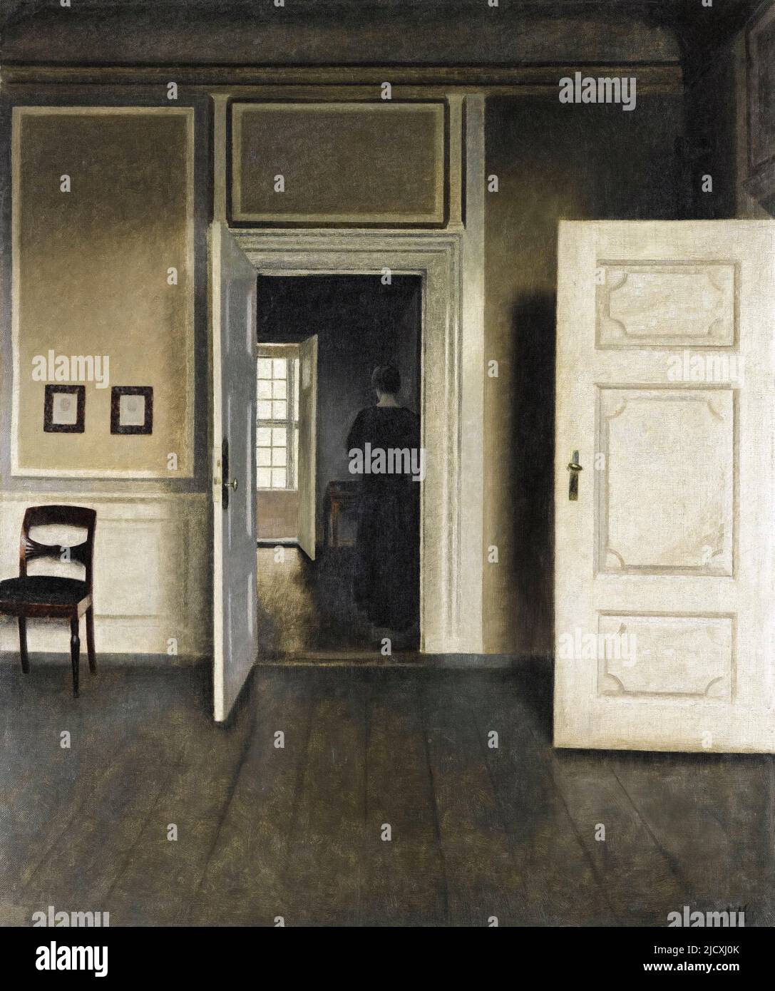 Vilhelm Hammershoi, Interior, Strandgade 30, painting in oil on canvas, 1901 Stock Photo