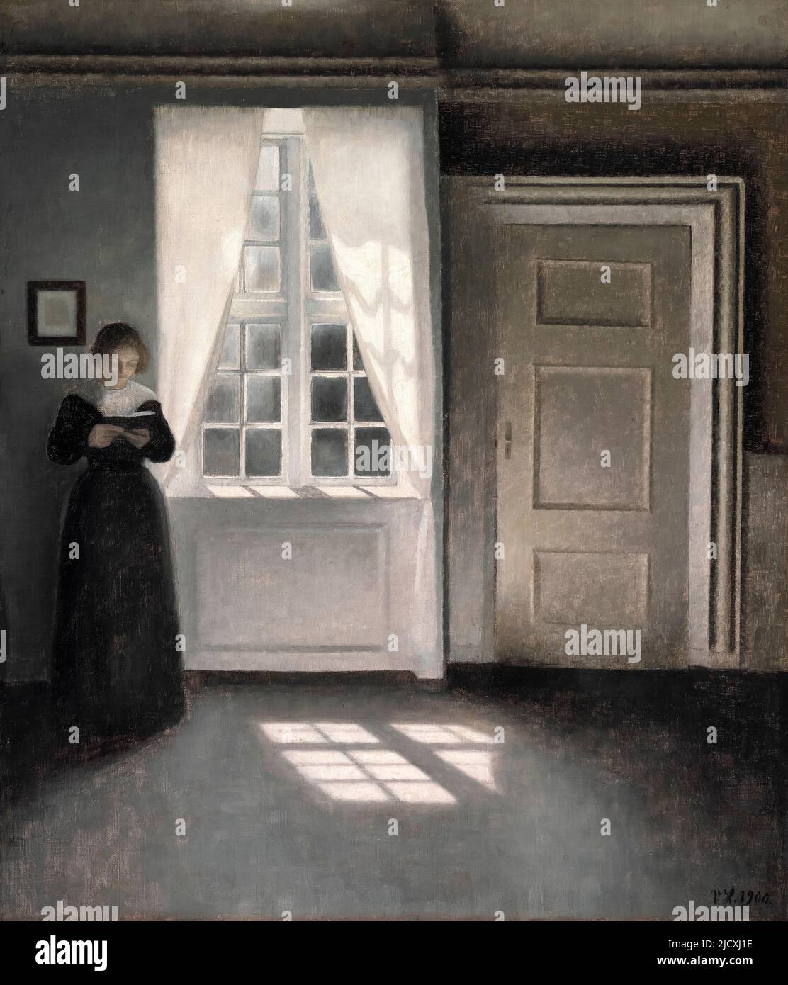 Vilhelm Hammershoi, painting, Interior from Strandgade 30, oil on canvas, 1900 Stock Photo