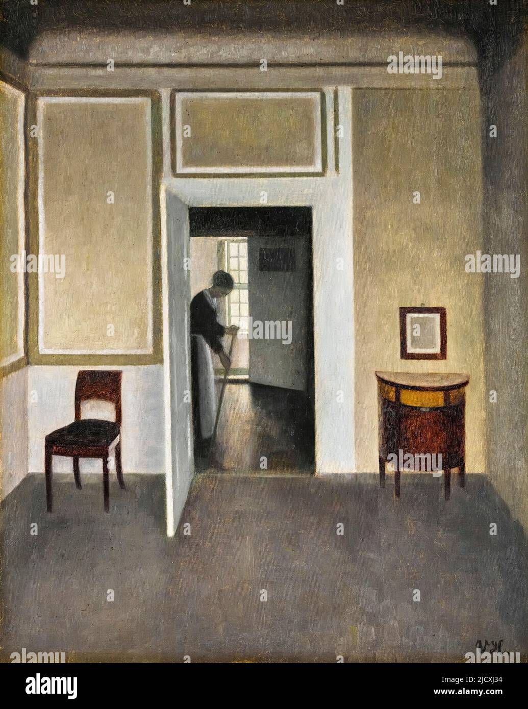 Vilhelm Hammershoi, Interior, Strandgade 30, painting in oil on canvas, 1902 Stock Photo