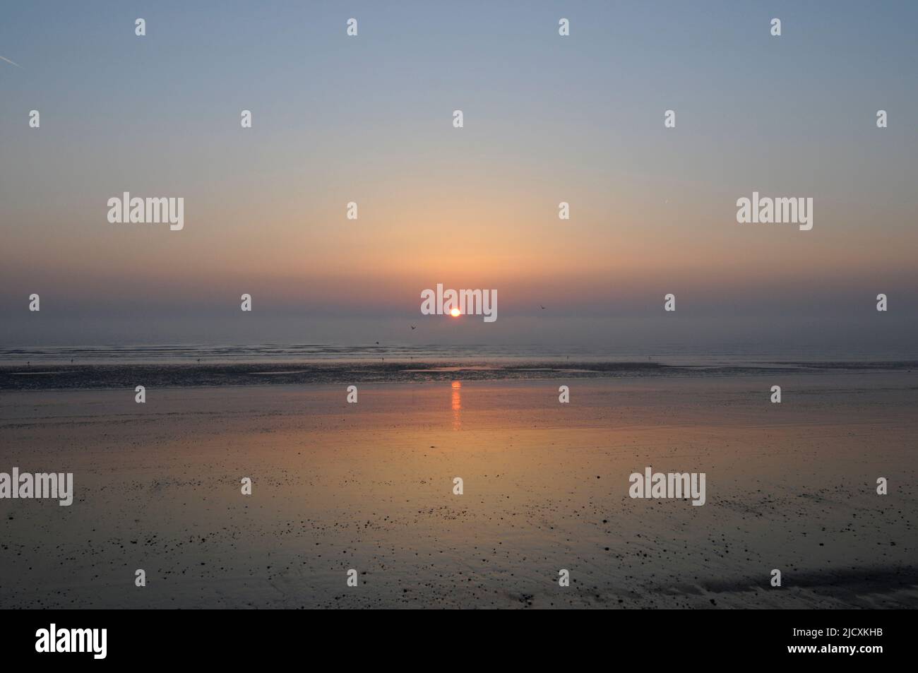 Sunrise over Pegwell Bay, Sandwich, Kent, England Stock Photo