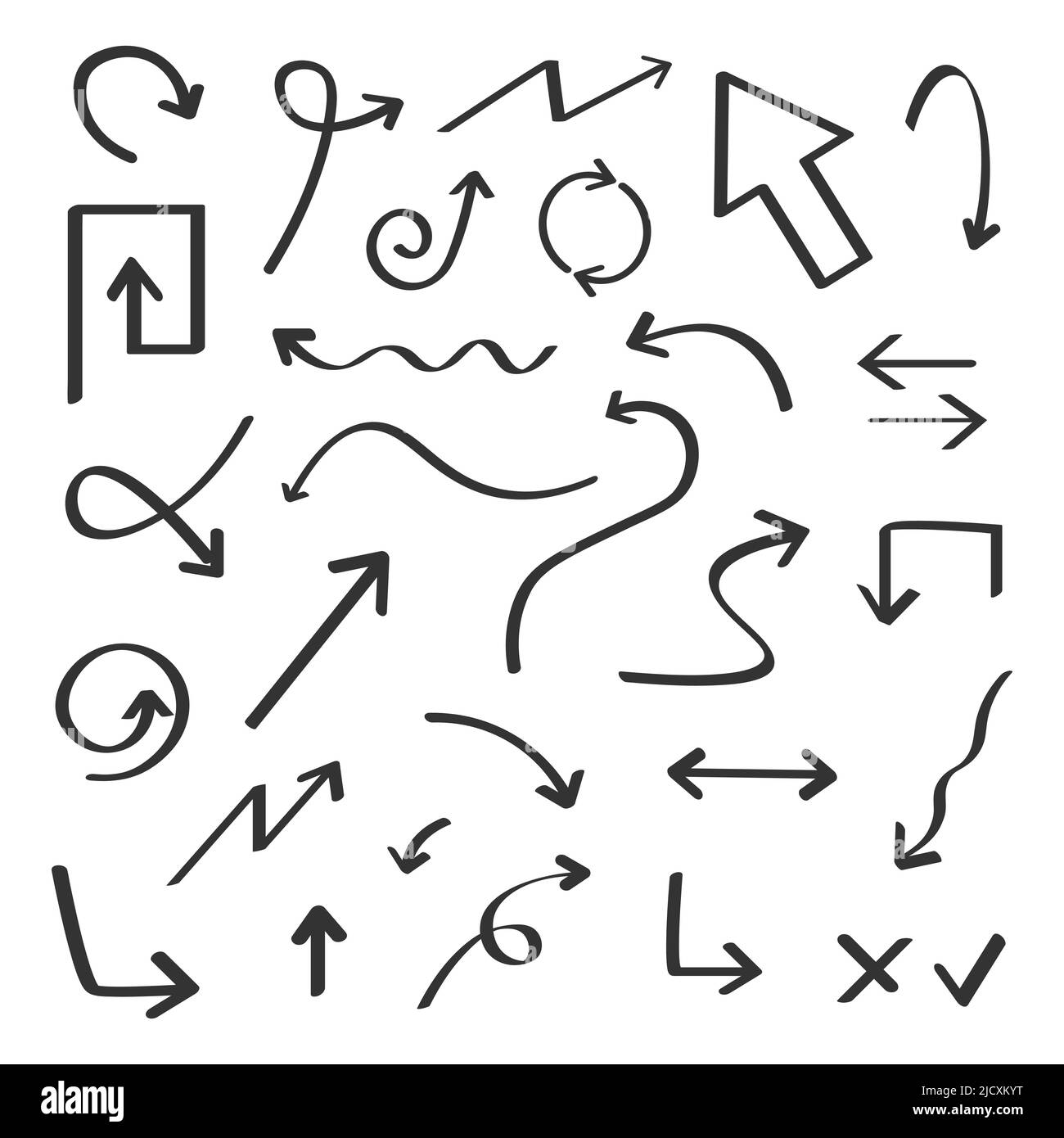 Isolated vector hand drawn arrows set on a white background Stock ...
