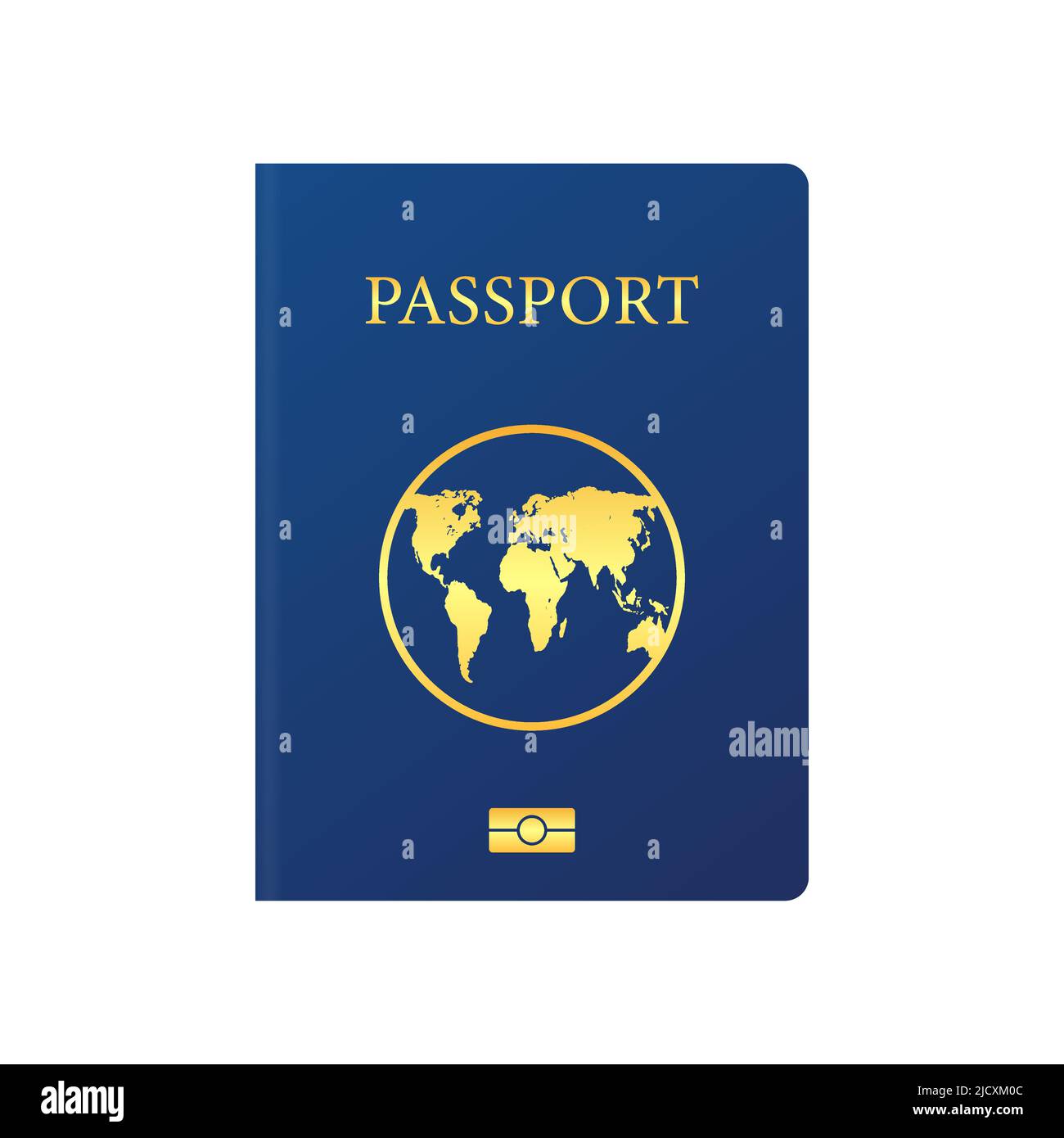 Vector international passport cover template. Blue passport on white