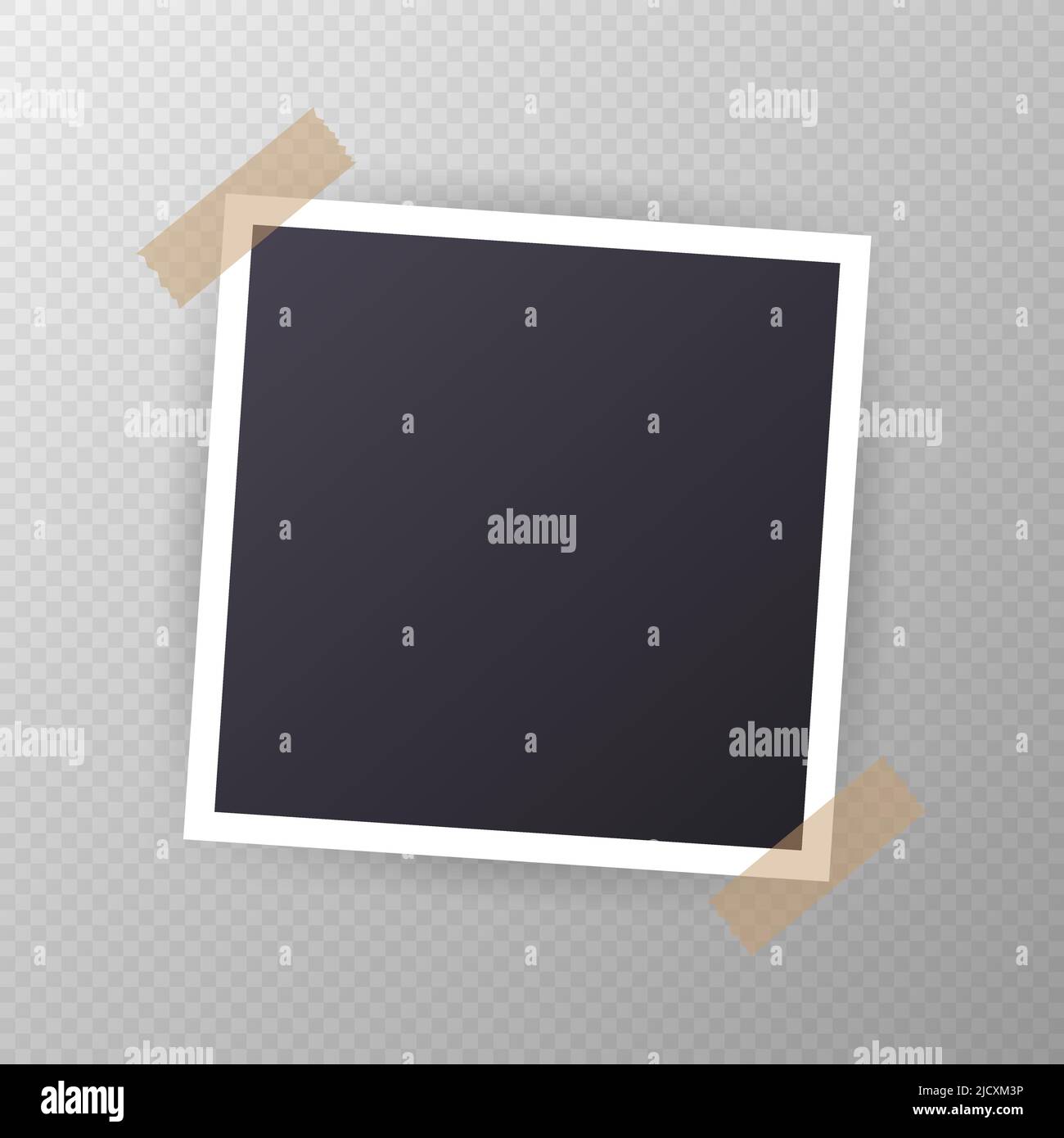 Set of vintage photo frame with adhesive tape. Vintage style. Vector illustration with adhesive