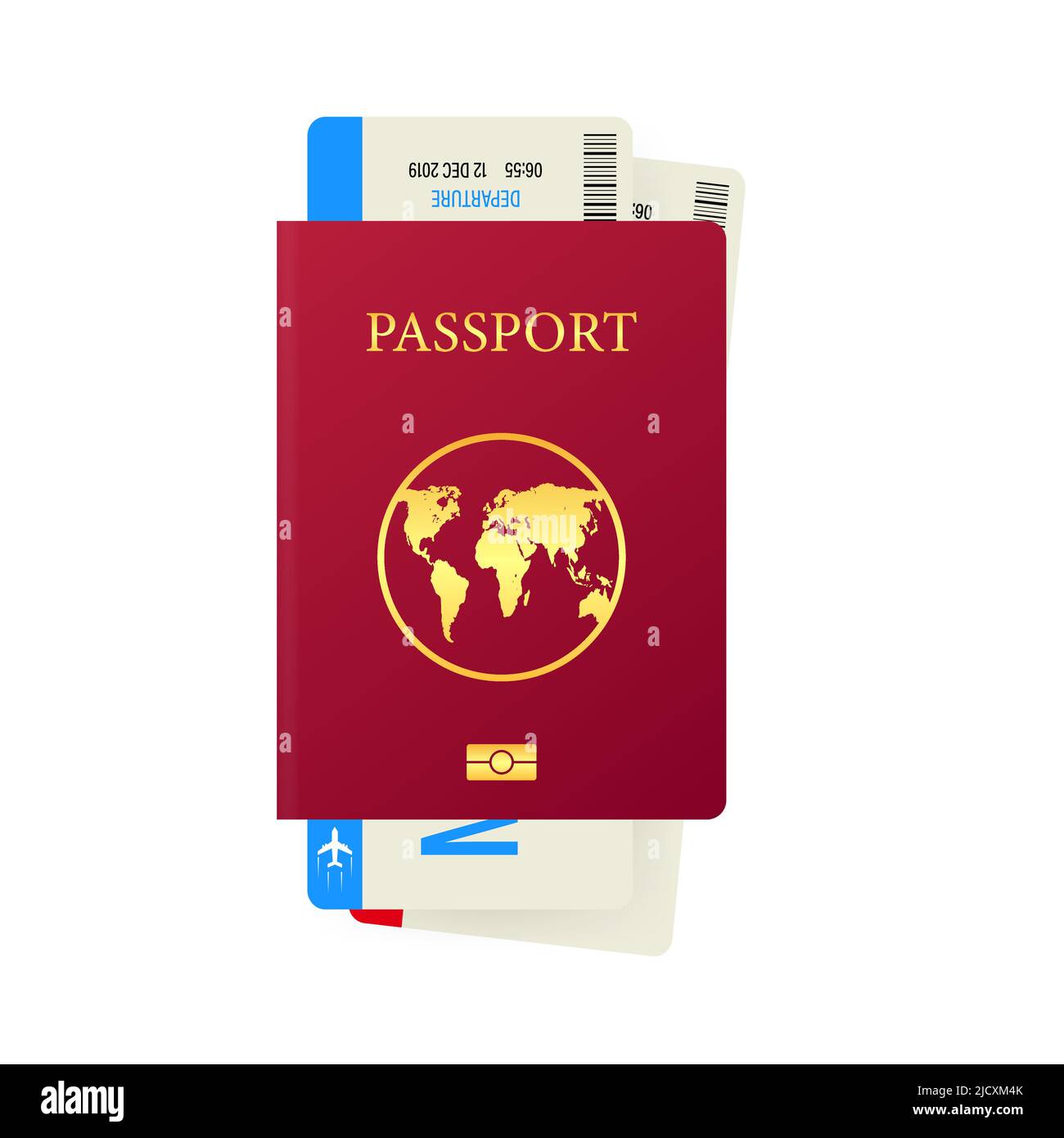 Passport and boarding pass isolated on white background. Travel concept ...