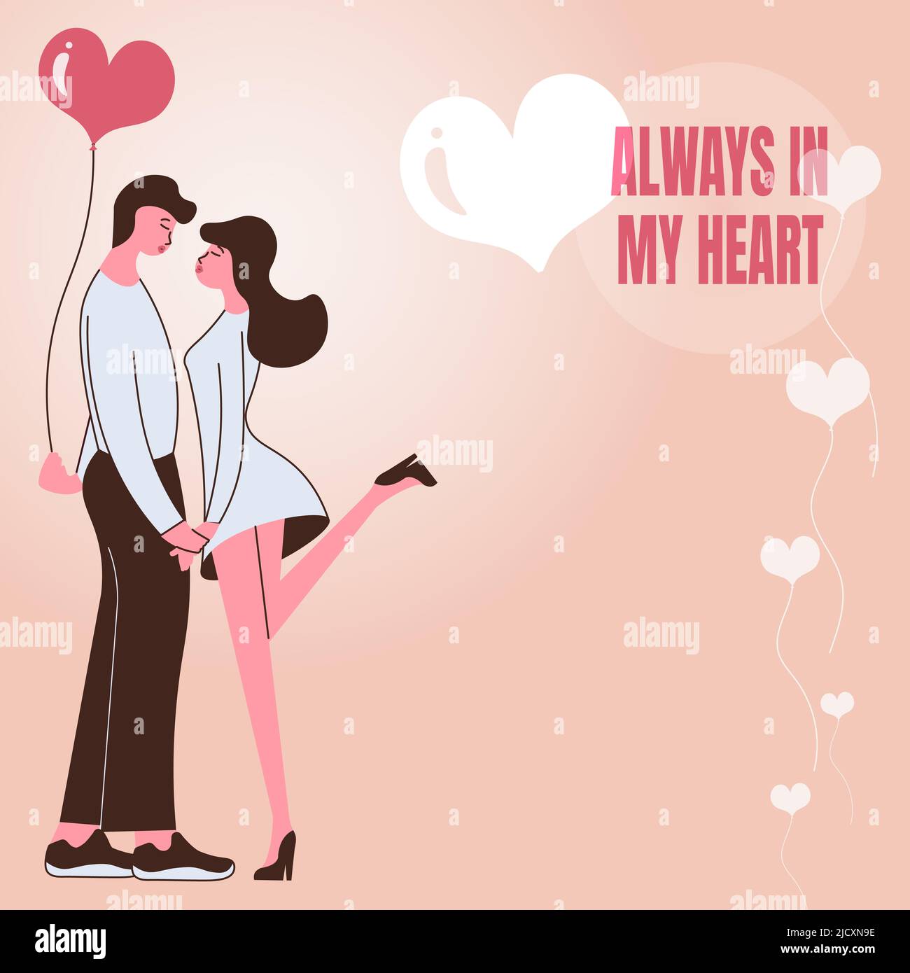 Text caption presenting ALWAYS IN MY HEART. Word Written on Love affair