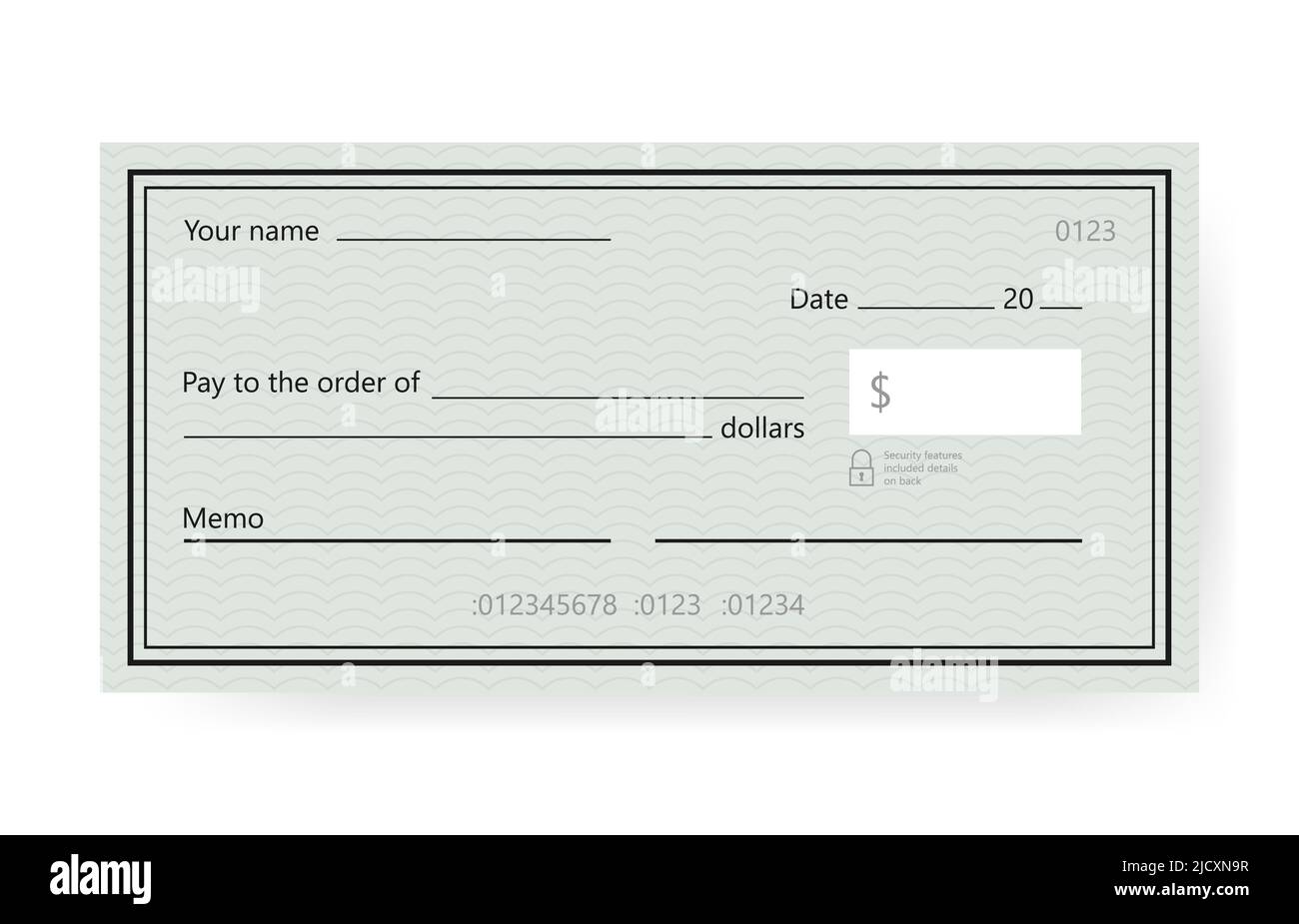 Blank check template. Banking check template. Vector illustration Stock