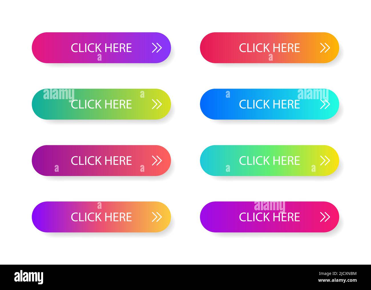 Different gradient colors and icons on white forms with shadows. Set of ...