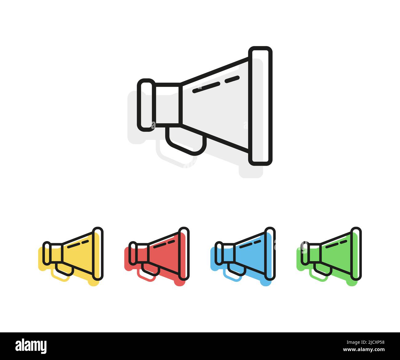 Set colorful Megaphone, Loudspeaker Icon. Vector illustration Stock Vector