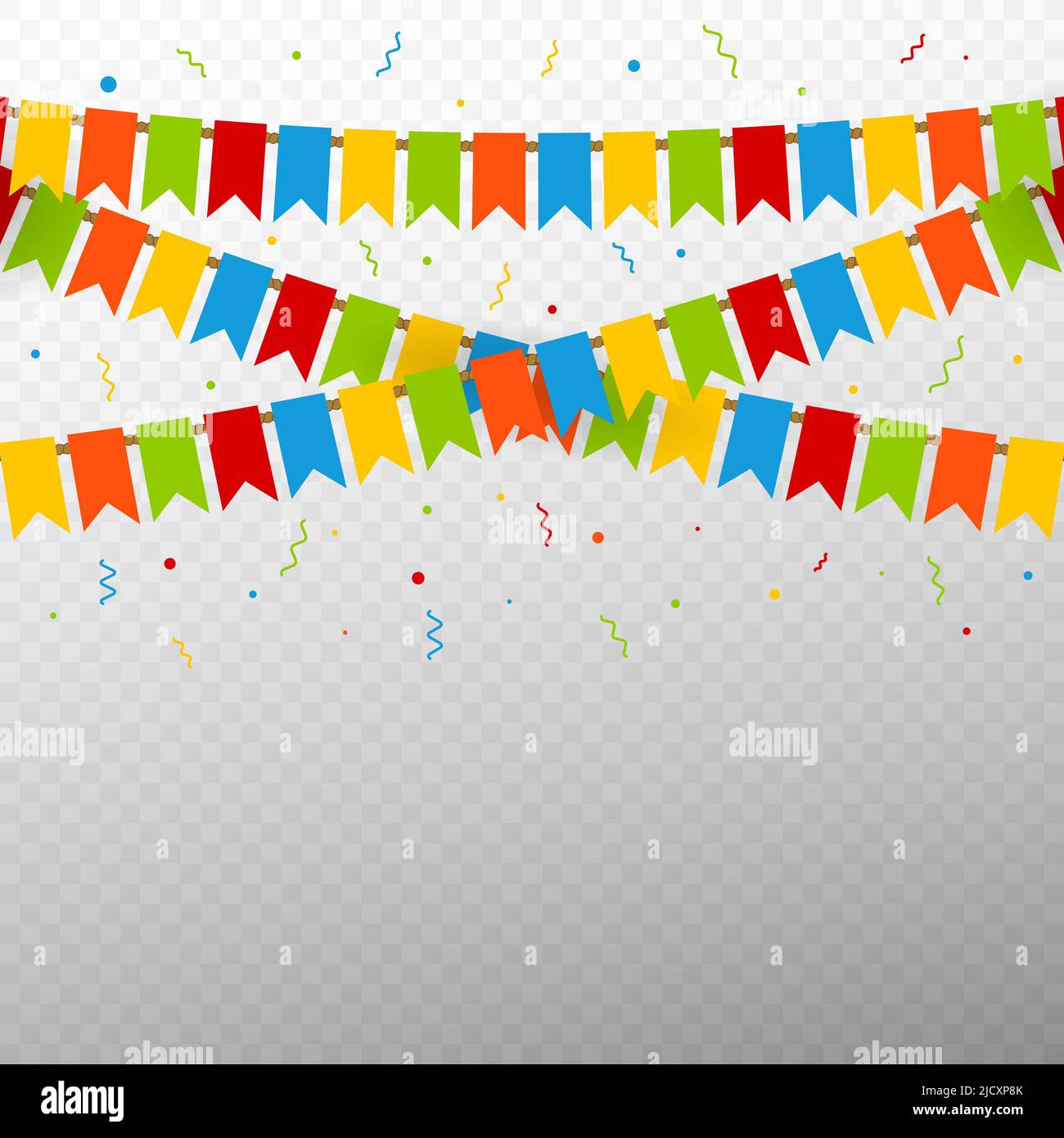 Multicolored bright buntings flags garlands Stock Vector