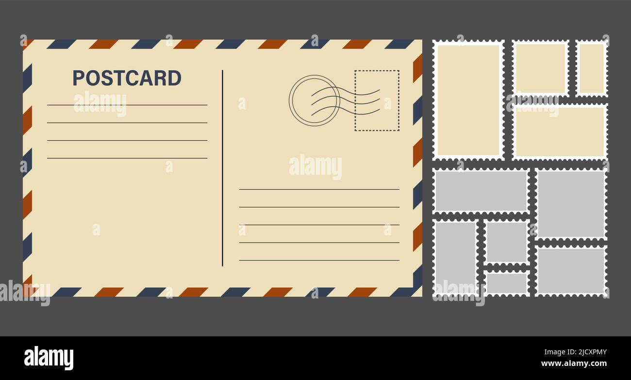 Postage stamps template. Blank rectangle and square postage stamps ...