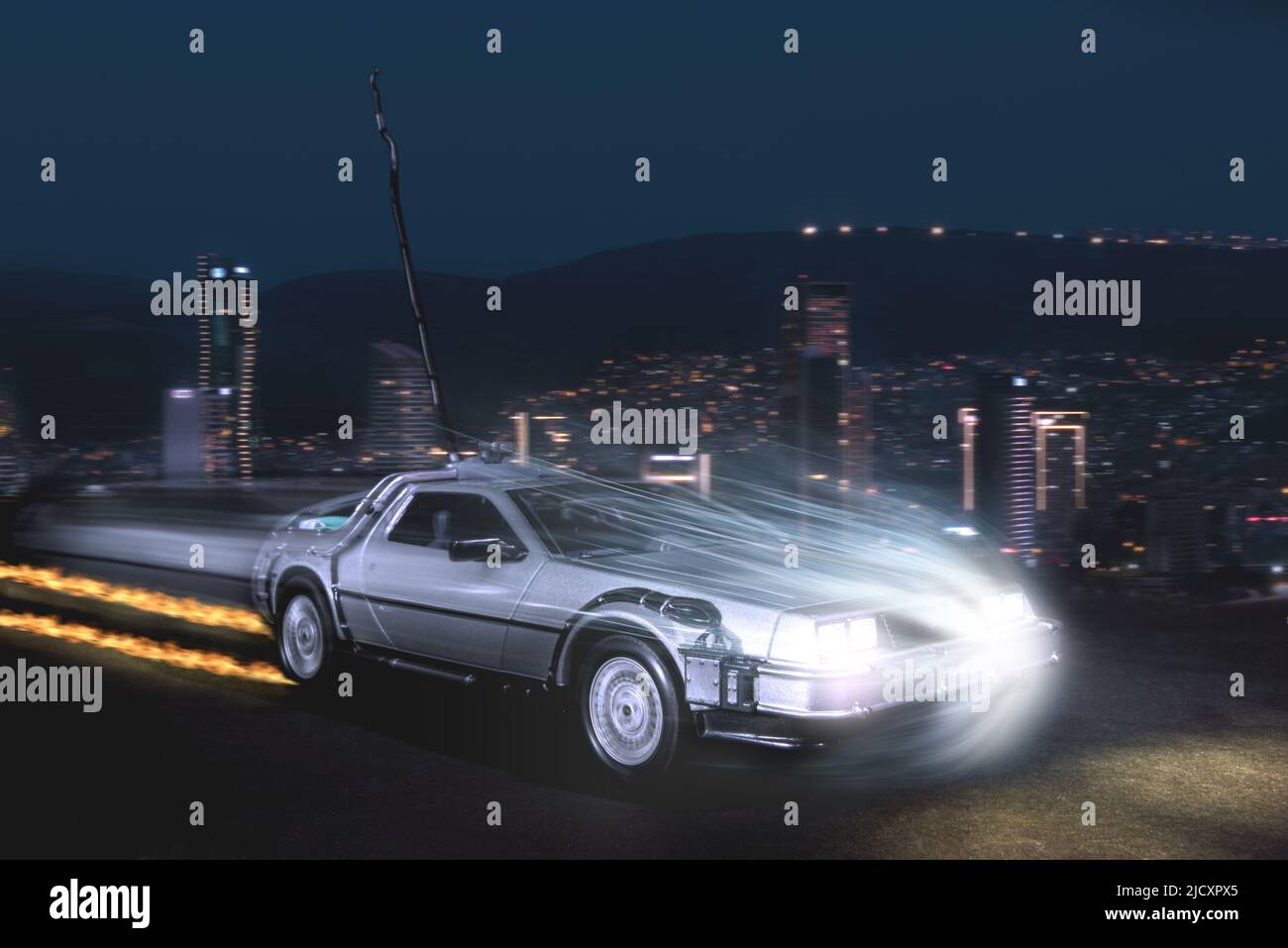 Izmir, Turkey - March 31, 2022: DMC brand Delorean Car as Time Machine in Back to the Future TV movie. Stock Photo