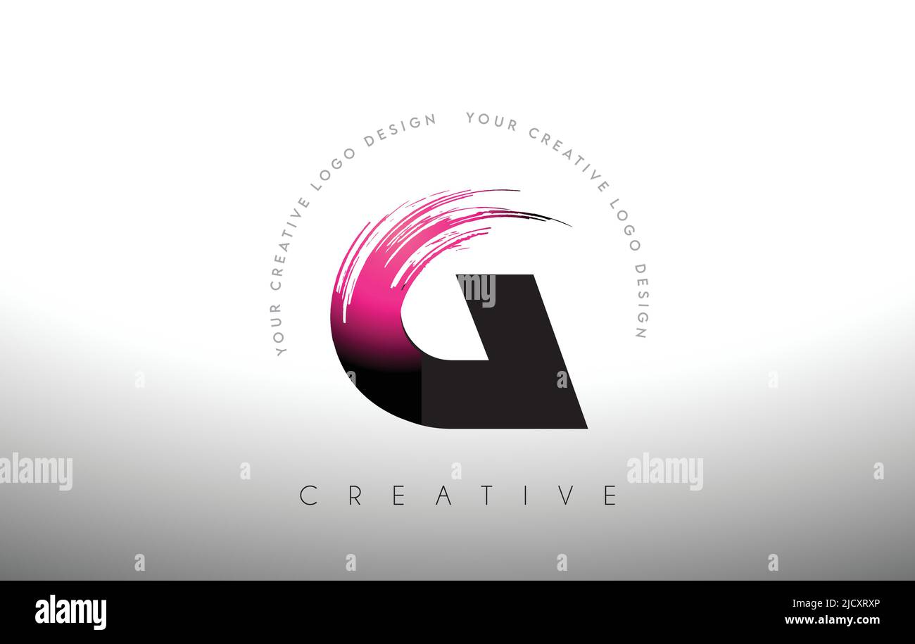 G Paint Brush Letter Logo Design with Artistic Brush Stroke in Black ...