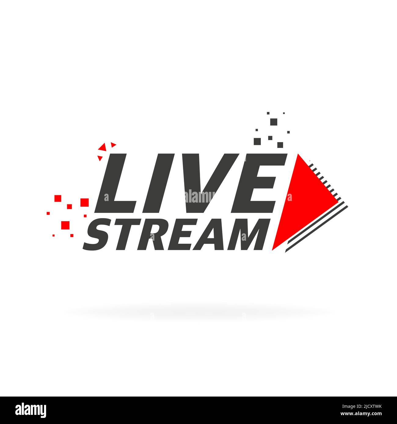 Live stream logo - red vector design element with play button for news ...