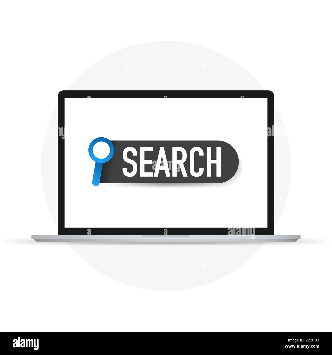 Web search on laptop. Flat design business people concept. Vector illustration concept for web banner, business presentation, advertising material. Stock Vector