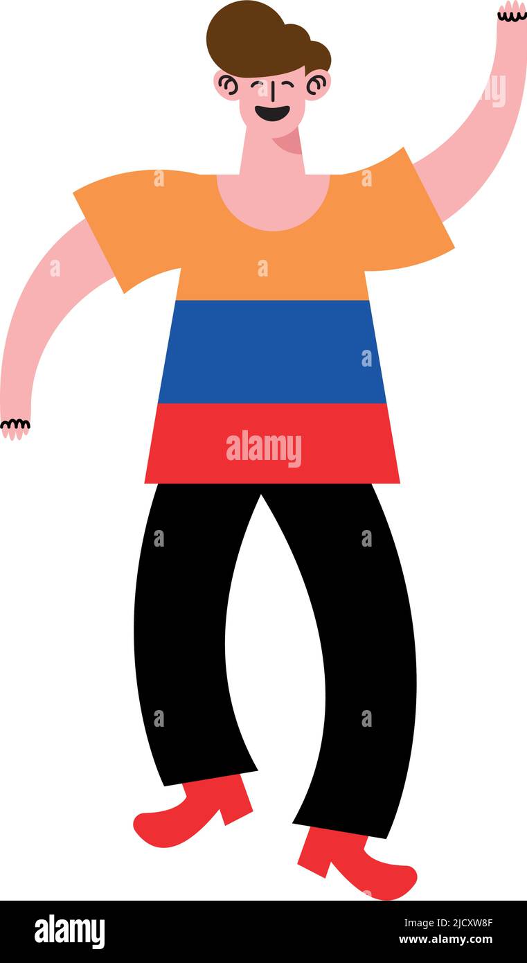 colombian young man walking character Stock Vector