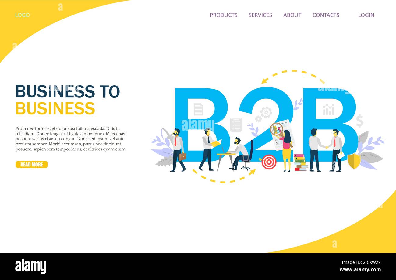 Business to business vector website landing page design template Stock Vector