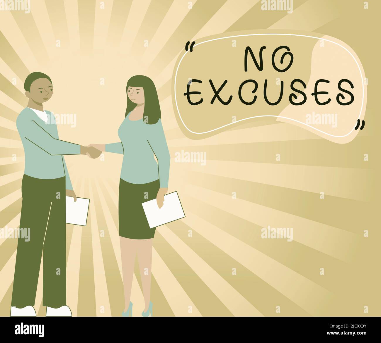 Hand writing sign No Excuses. Business overview telling someone not to ...